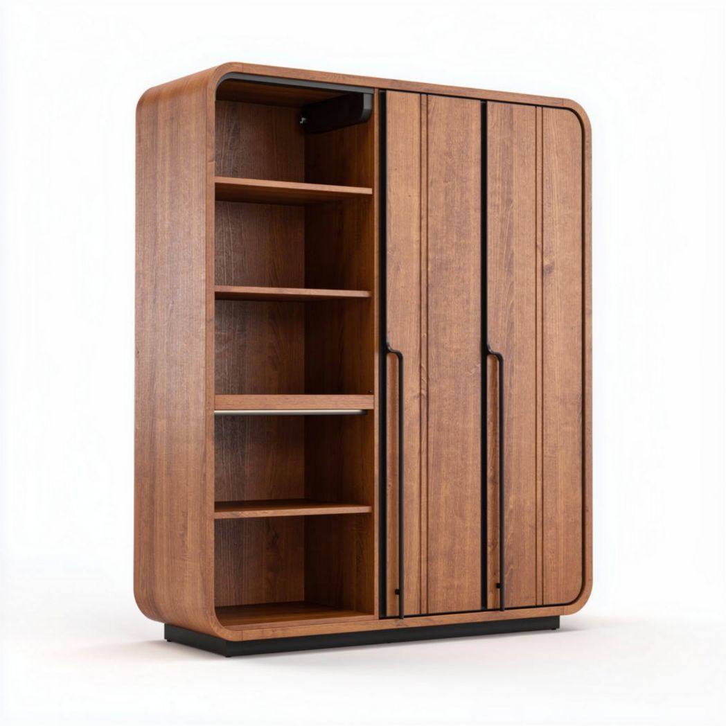 Armario de madera con estantes y puertas correderas 150 x 100 x 200cm