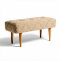 Banco tapizado de tela con diseño de rombos 100 x 40 x 45cm madera clara