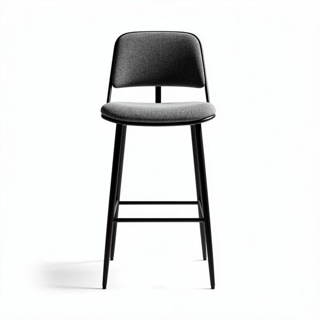 Silla alta de metal y tela gris para bar 45 x 45 x 100cm