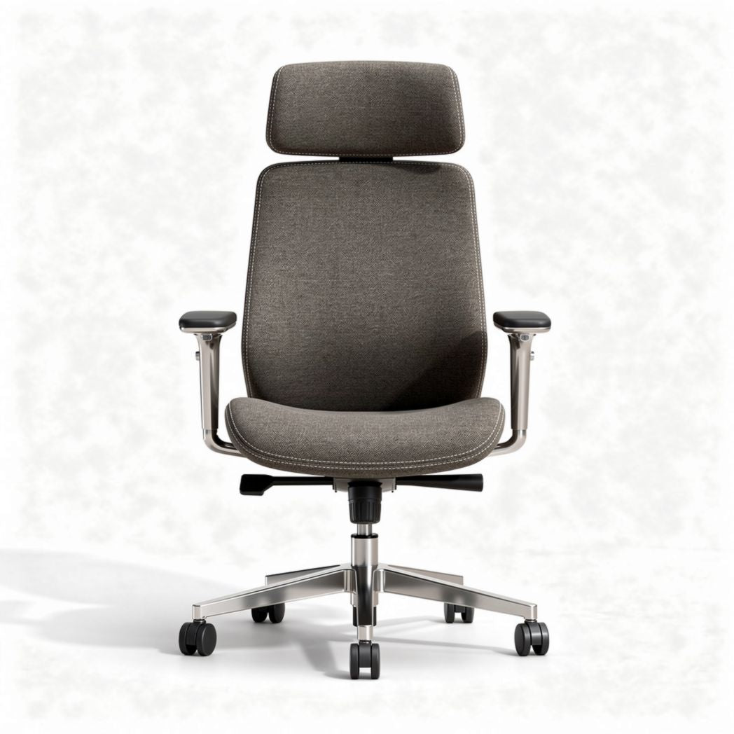Silla de oficina ergonómica en tela gris con soporte lumbar regulable 60 x 60 x 100cm