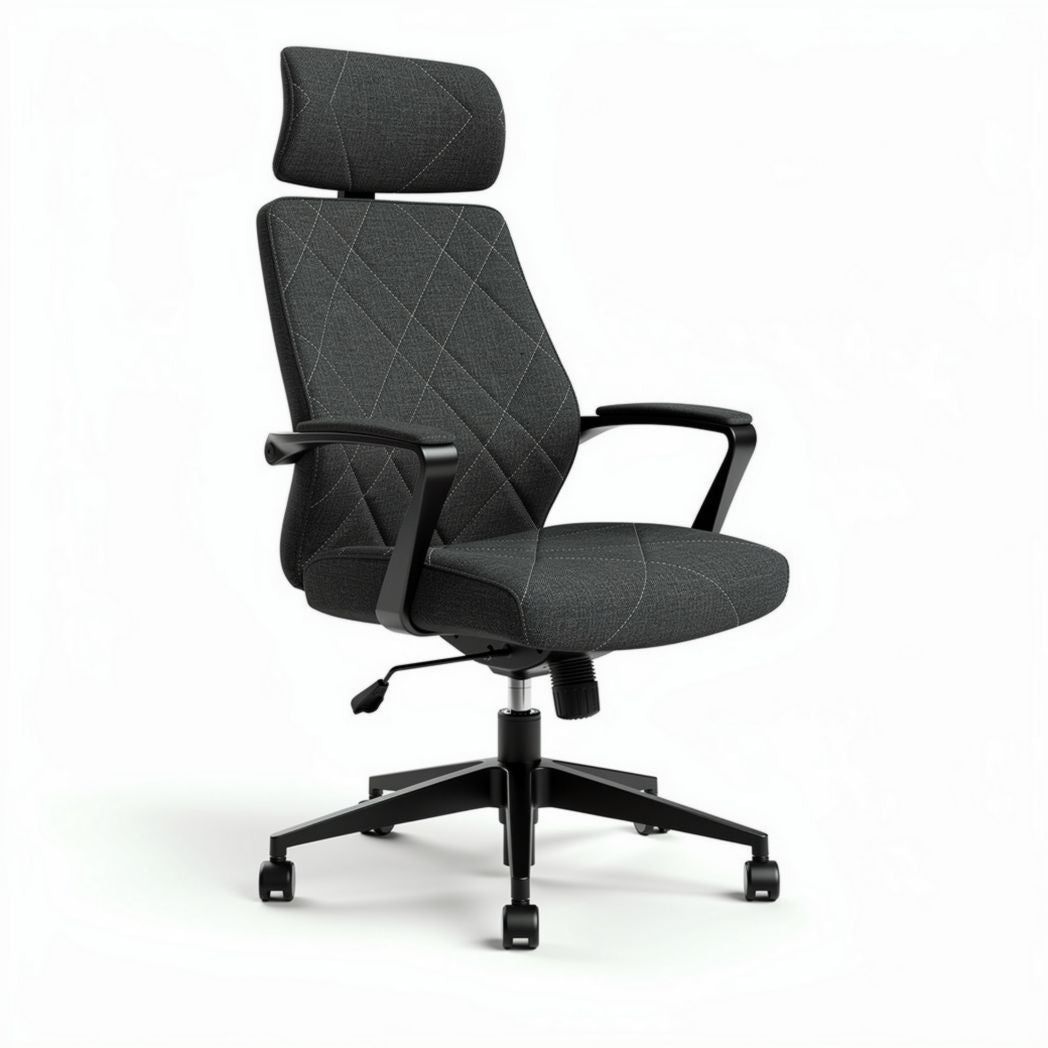 Silla de oficina ergonómica en tela gris con respaldo ajustable 62 x 60 x 120cm