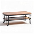 Mesa de café rectangular de madera y metal 110 x 60 x 45cm con estante inferior